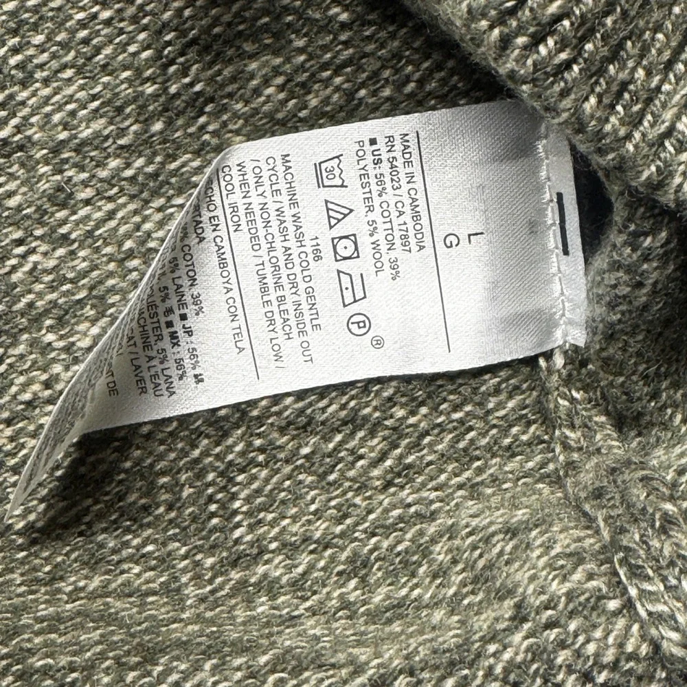 Banana Republic Mens Crew Neck Sweater Size L Green Marl Cotton Wool Blend NWT